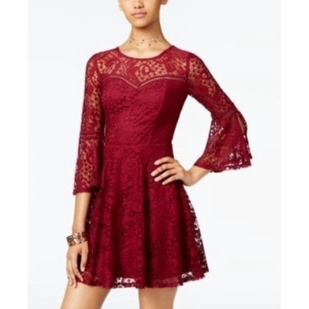 Bcx Juniors' Crochet Lace Fit & Flare Dress